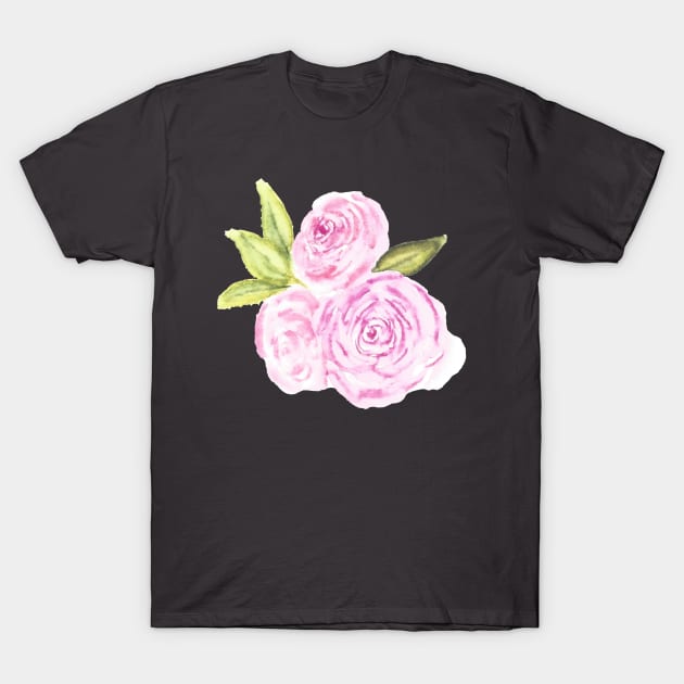 Three Pink Roses T-Shirt by Sharon Rose Art